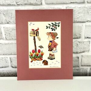 Vintage 90’s Gwen Kirkbride Local Artist Stamp Collage Art Matted 10x8